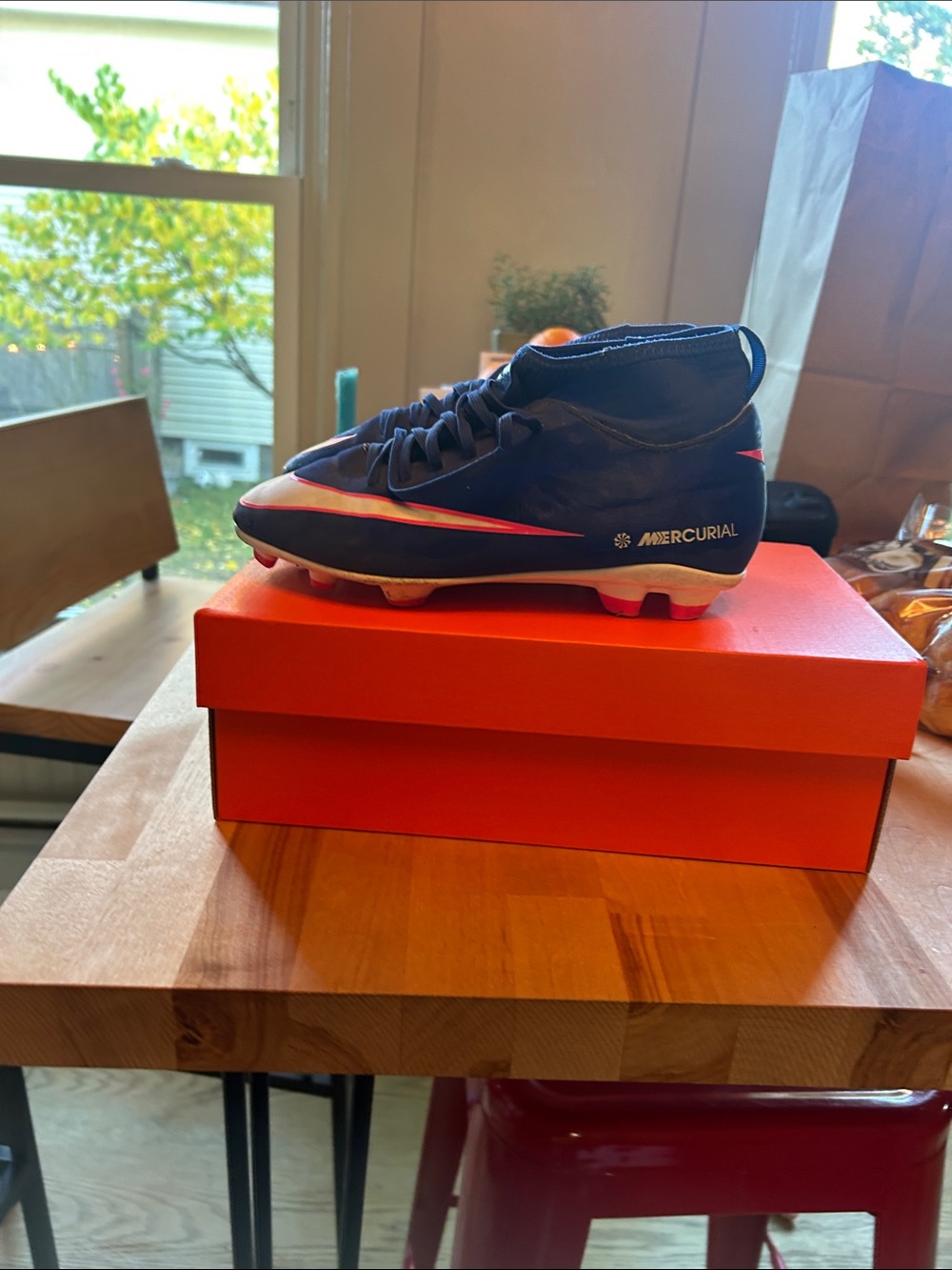 Nike Mercurial youth Blue with Pink and White Soccer Cleats
